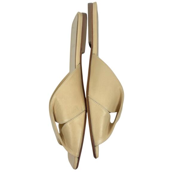 Theory Twisted Leather Sandal Slide Open Toe Beige Women Size 38 - Picture 6 of 12